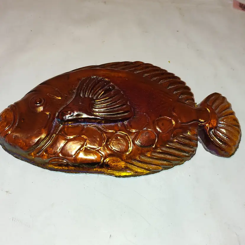 Iridescent Glass Fish Paperweight Multi-Purple Sparkles, Iridescent