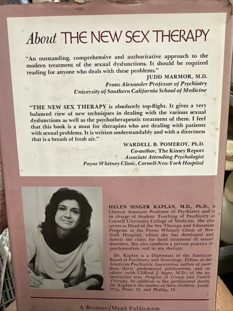 The New Sex Therapy by Helen Kaplan 1974 Hardcover