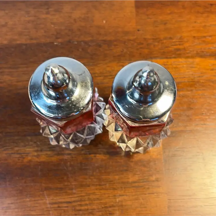 Vintage Indiana Glass Diamond Point Ruby Flash Salt and Pepper