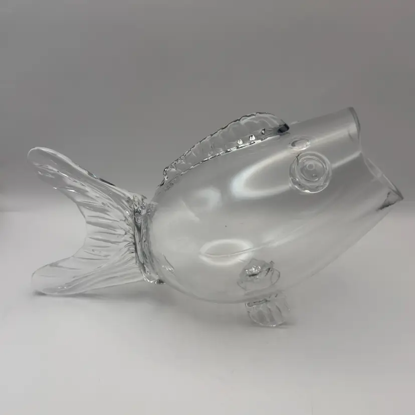 MCM Vintage Clear Hand Blown Art Glass Fish Bowl ~Vase ~Terrarium