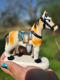 Ceramic Horse With Saddle 4" tall