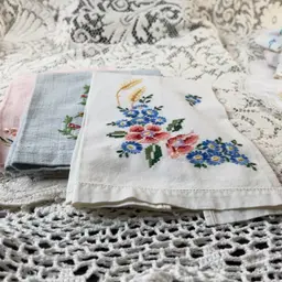 Pink Blue And Floral Fingertip Towels Three