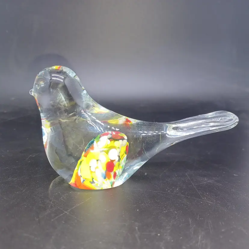 Vintage Blown glass art glass hand blown sculpture bird paperweightBeautiful