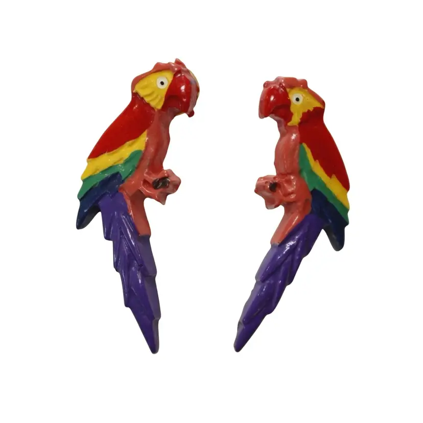 Colorful Plastic Parrot Bird Post Earrings, 2"
