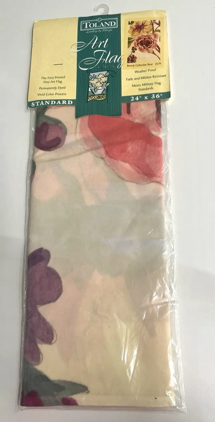 Vtg NEW Toland House Flag IS179 Beverly Collection Rose USA 36" x 24"