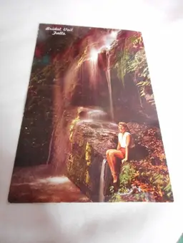 Vintage Postcard unposted Bushkill Falls, PA Bridal Veil Falls 1960s w/ woman