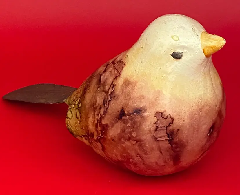 Ceramic Bird w/ Metal Tail, 4" Tall x 7.5" Length