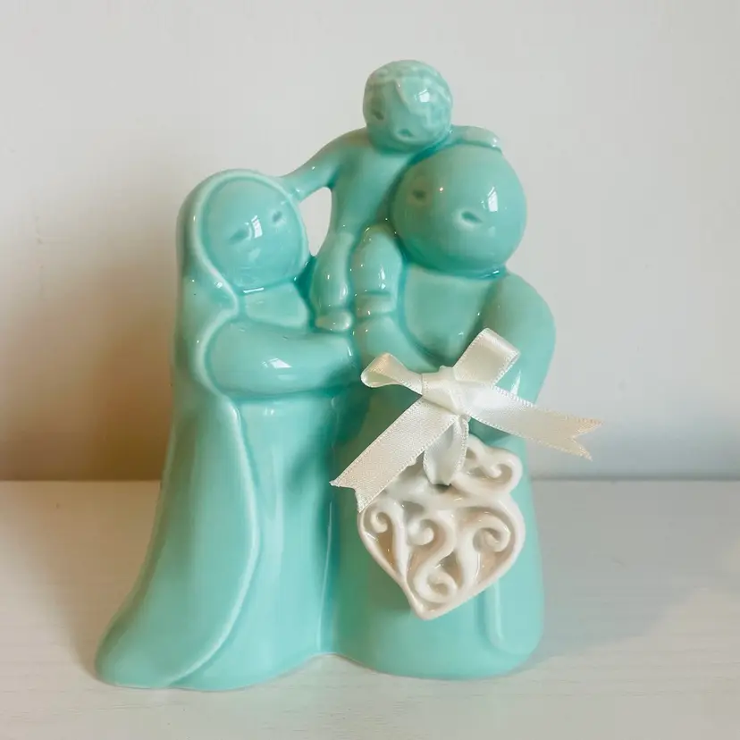Rosa Malva Teal Handmade Portuguese Ceramic Holy Family Sagrada Familia Figurine Mane Pupo