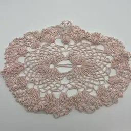Set Of 4 Delicate Pink Crocheted Doilies