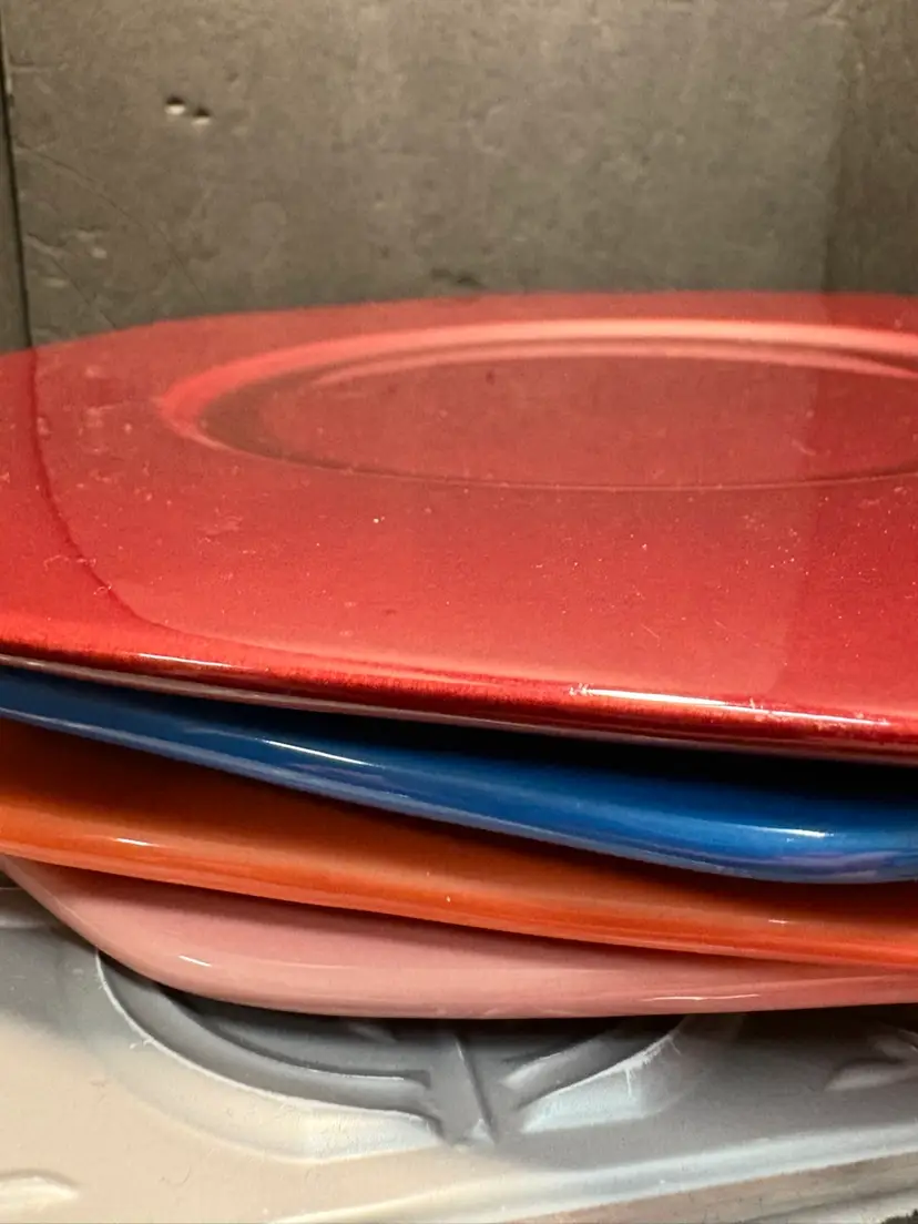 Vintage 4 Hexagon Colorful ESTE C.E. Plates made in ITALY 12” W