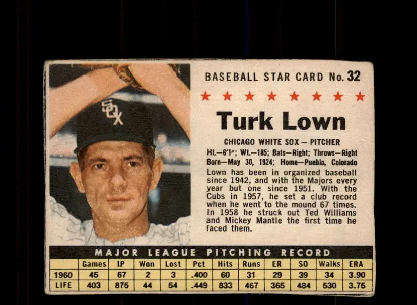 1961 Post Cereal (F278-33) #32 Turk Lown - (pk3) - Chicago White Sox