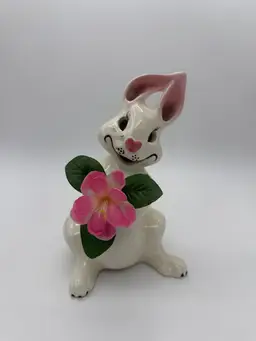 McCoy LIMITED EDITION Easter Bunny Rabbit McLights Flower Frog Vase Statue Vtg.