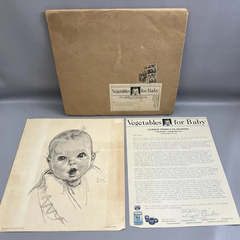 Gerber Baby Litho With Original Packaging & Letter Dorothy Hope Smith 1931 8x10