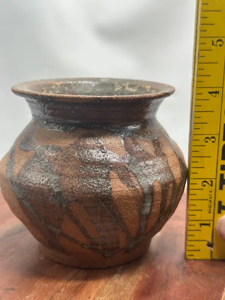 Pottery Planter Bowl Vessel Beautiful Iridescent Glaze Art Signed