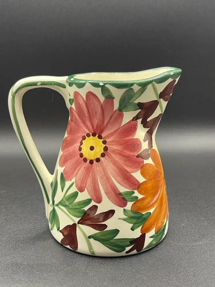 Vintage, Hand Painted, Wheelock Black Forest Pottery Pitcher