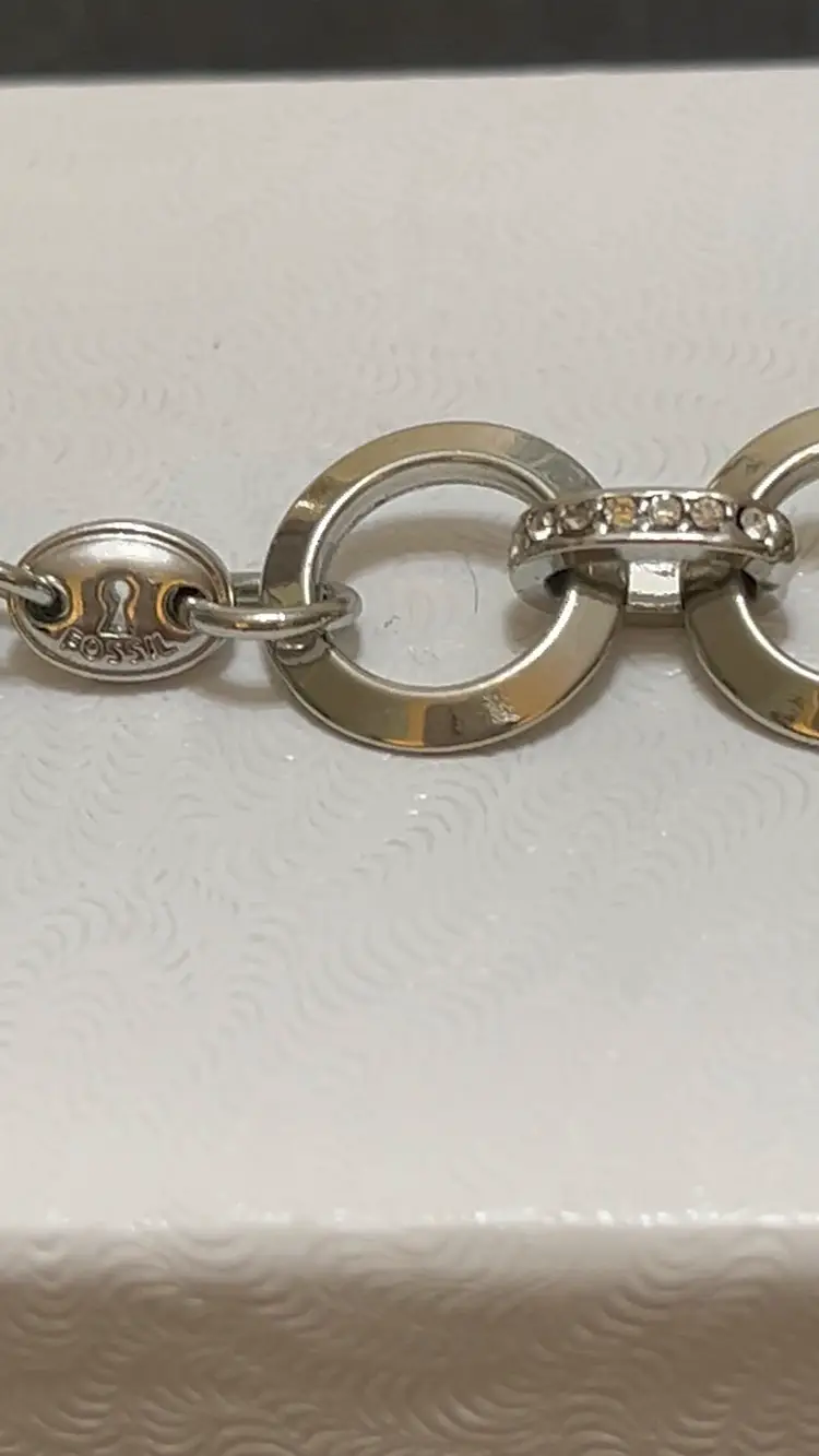 Fossil Stainless Steal Pave Crystal Bracelet 7.5”