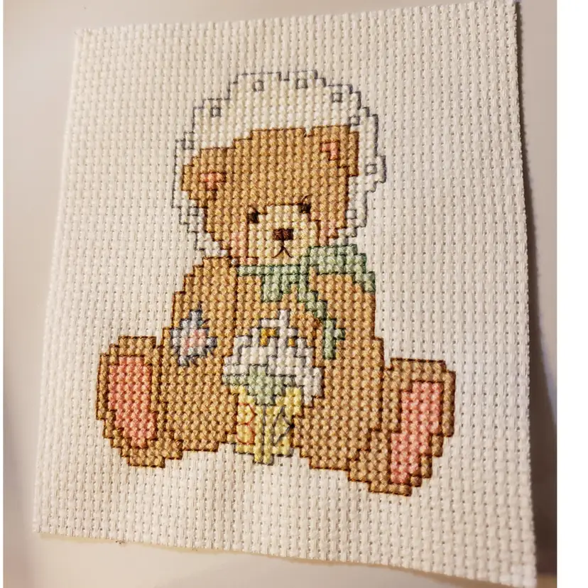 New Handmade Cross-stitched Cherished Teddies Baby Girl Bear