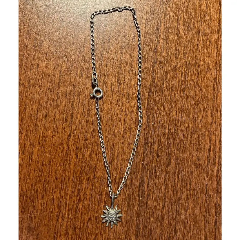 Vintage Silver Sun Pendant Bracelet or Anklet