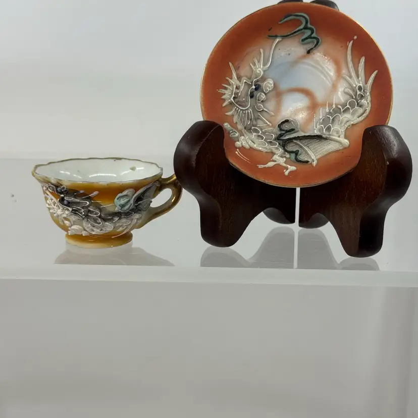 Moriage Dragonware Mini Cup And Saucer, Made In Japan