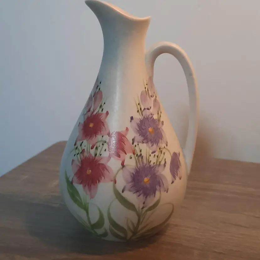 Vintage Hand Painted Pottery Cruet Small Pitcher