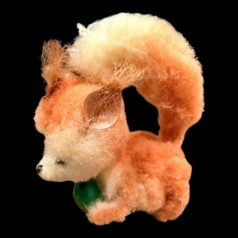 Vintage Ara Austria Red Squirrel Wool Chenille Tail Toy 2”