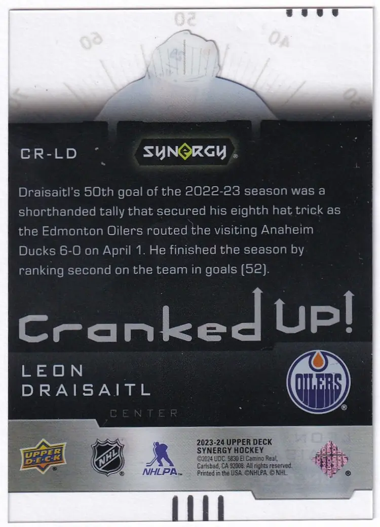 2023-24 Synergy Cranked Up #CRLD Leon Draisaitl Edmonton Oilers Hockey Card
