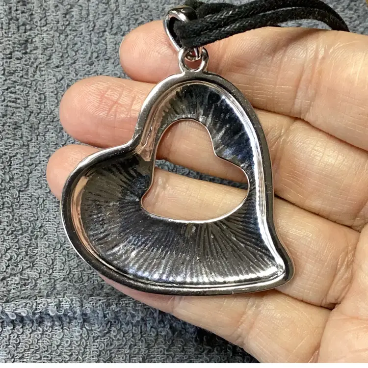 Silver Tone Heart Pendant 15”