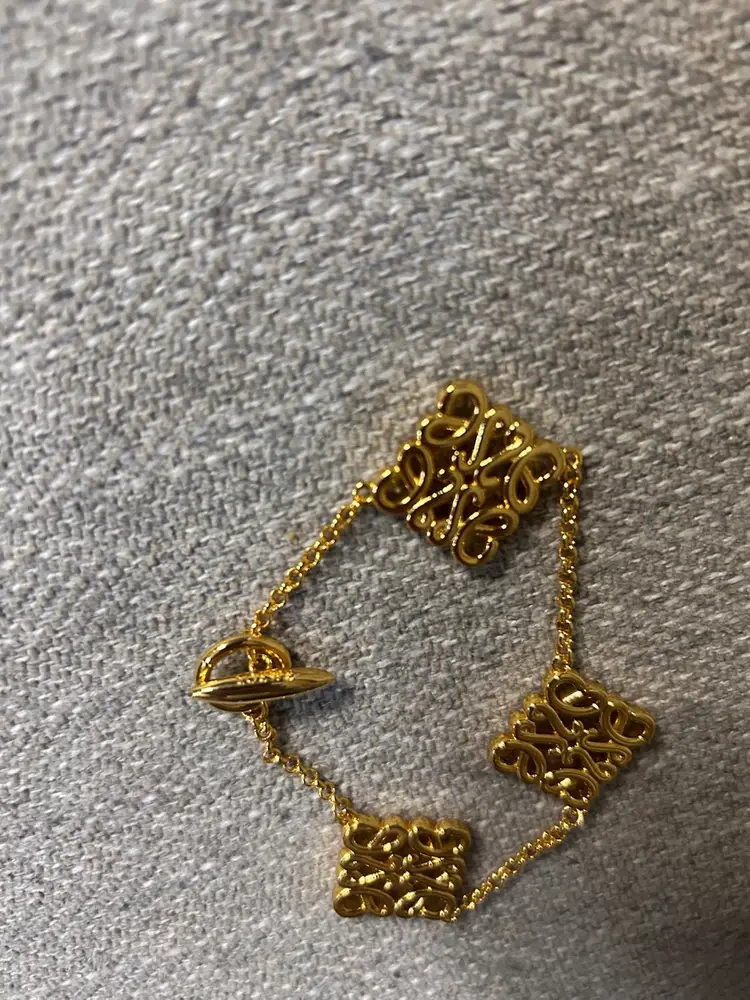 Loewe Upcycled Anagram Bracelet With Rhinestones, Runs Small