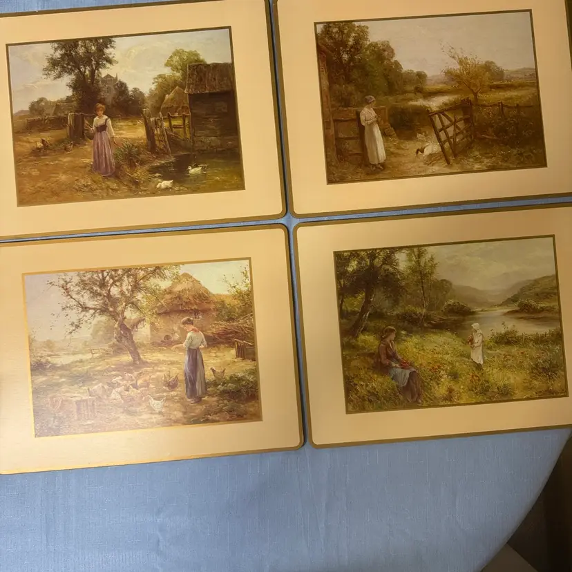 Country Life 15.5” x 11 5/8" Place Mats in Box Farm Women set of 4