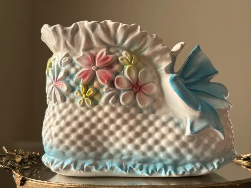 Vintage Napcowear Ceramic Nursery Baby Shoe Planter 