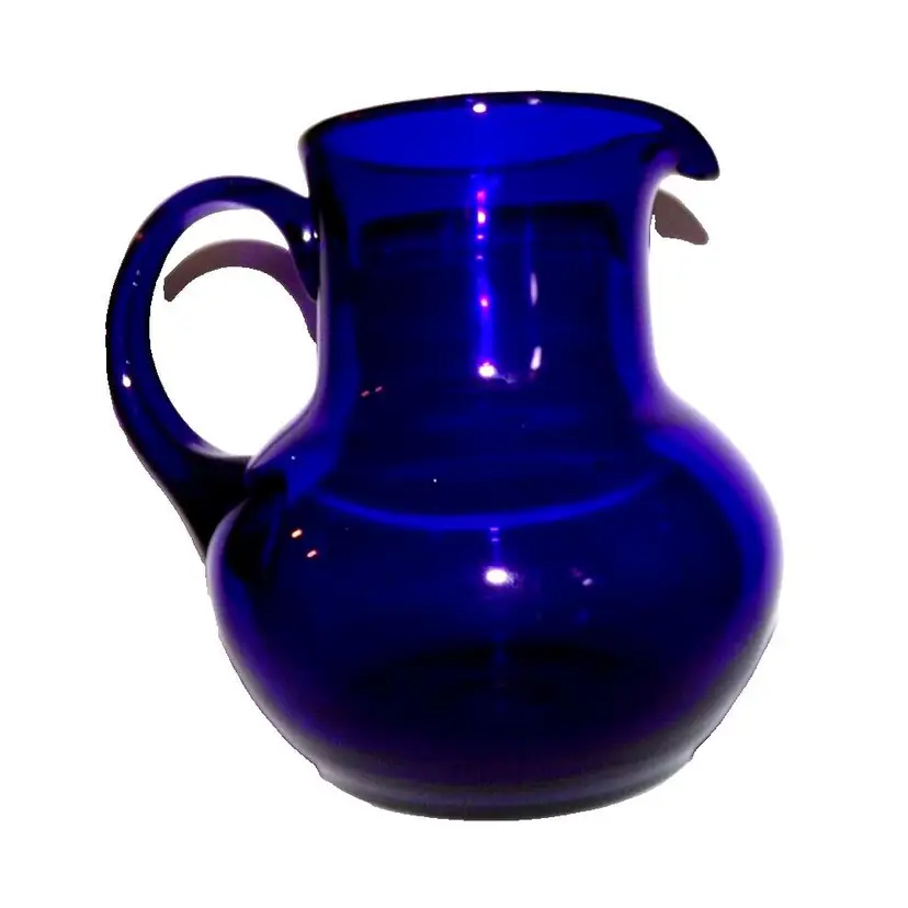 Vintage, Hand Blown, Cobalt Blue Glass Pitcher
