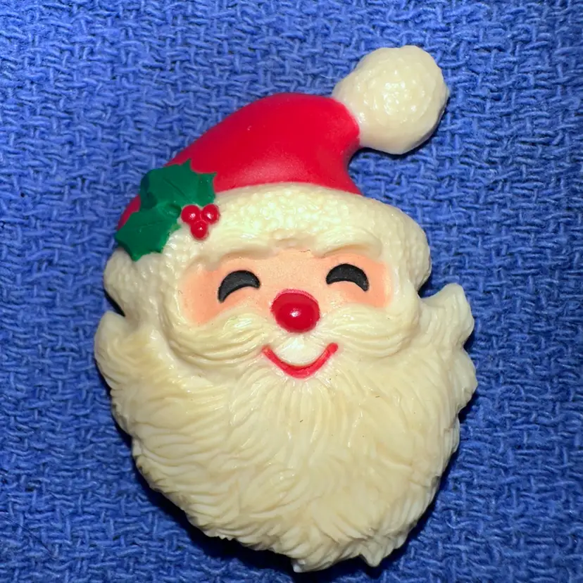 Vintage 1984 Hallmark Holiday Happy Pins Christmas Santa Face Holly Hat