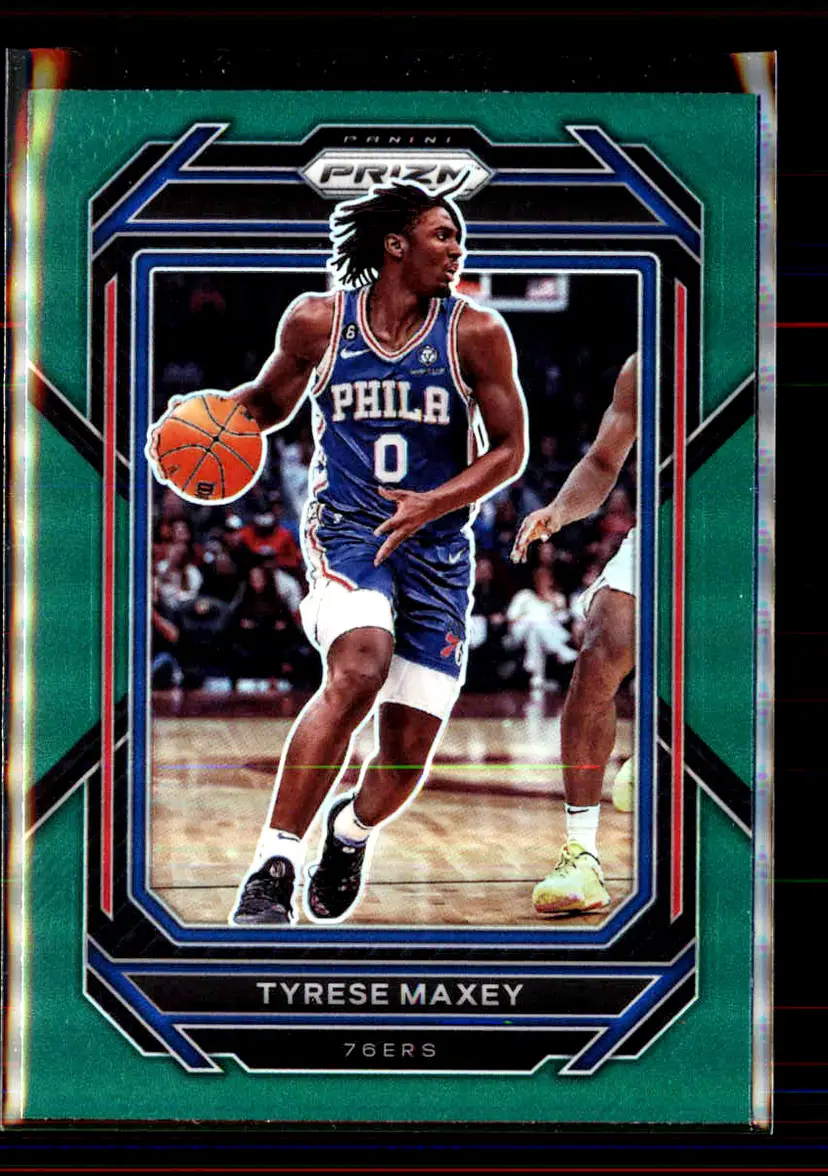 Tyrese Maxey 2022-23 Panini Prizm Green Prizm #21 - (2) - Philadelphia 76ers