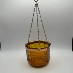 Princess House Hanging Amber Glass Planter