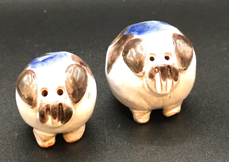 Set of 2 piggies - red pottery glazed design