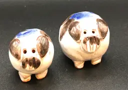 Set of 2 piggies - red pottery glazed design