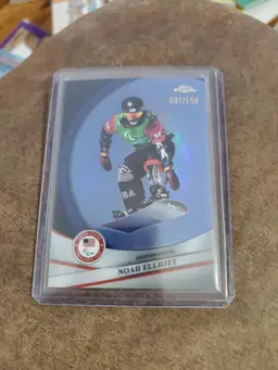 Noah Elliot 2026 Topps Chrome Olympics Blue Refractor /150