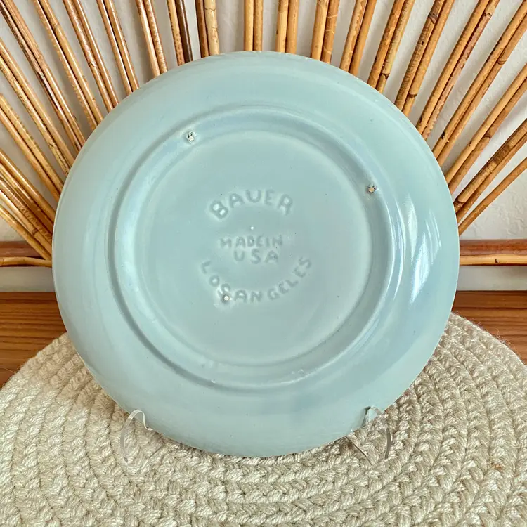 1950s Bauer California Ringware Salad Plate Gray 9-3/8"