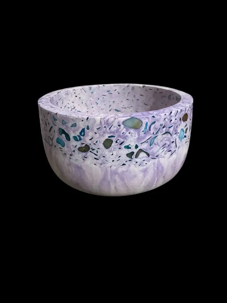 Terrazzo cement cache pot