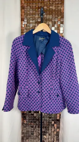 Louisa Spagnoli size medium Mod Style Purple and Navy Blazer