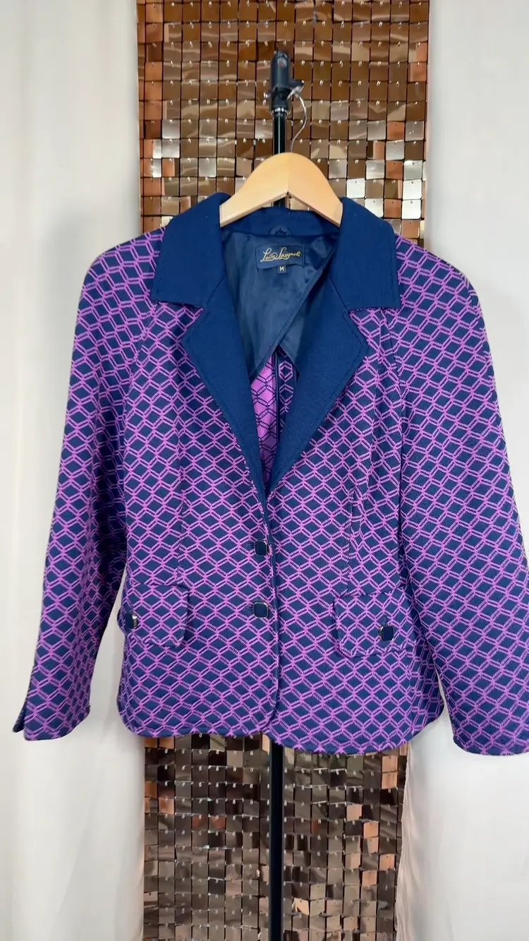 Louisa Spagnoli size medium Mod Style Purple and Navy Blazer