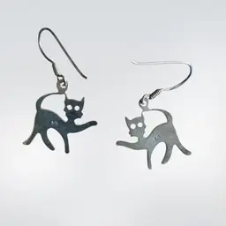 Sterling Silver Cats For Pierced Ears.