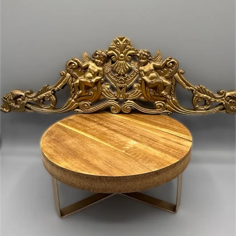 Vintage Ornate Gold Resin Cherub Wall Pediment
16”x4 3/4”