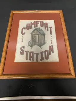 Cross-Stitch Comfort Station Framed Art
