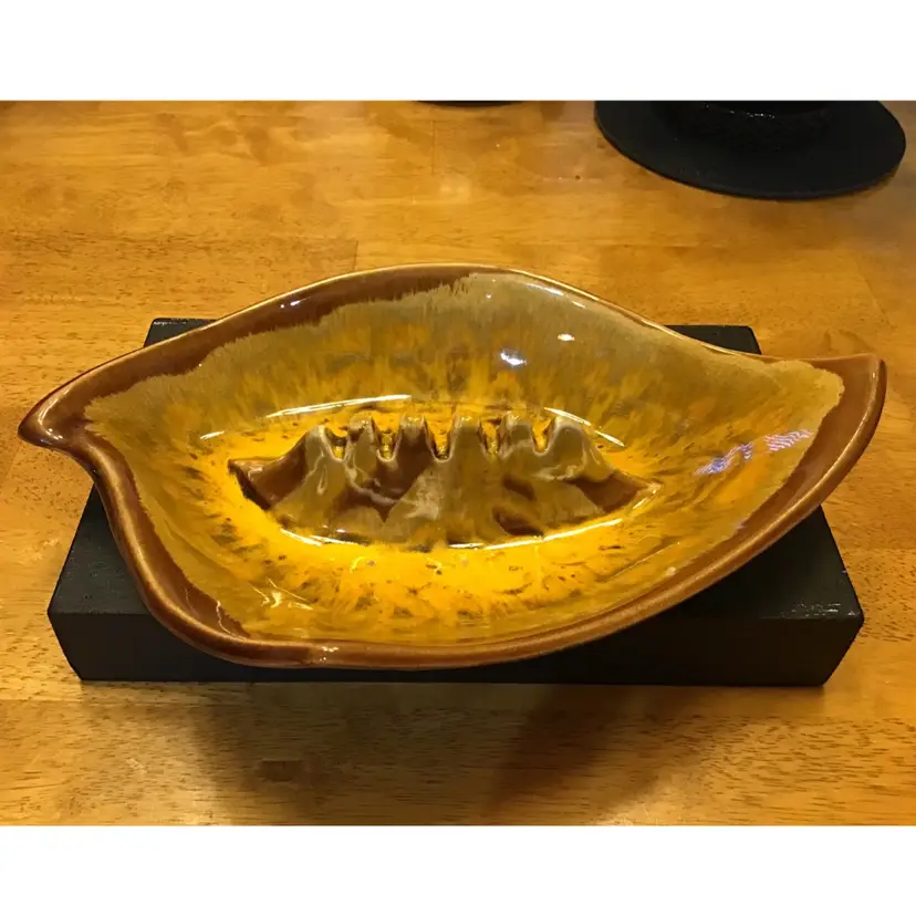 Vintage Mid-Century California Ash Tray Orange and Brown