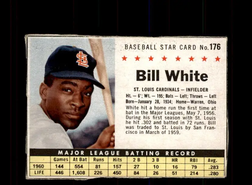 1961 Post Cereal (F278-33) #176 Bill White - (pk3) - St. Louis Cardinals