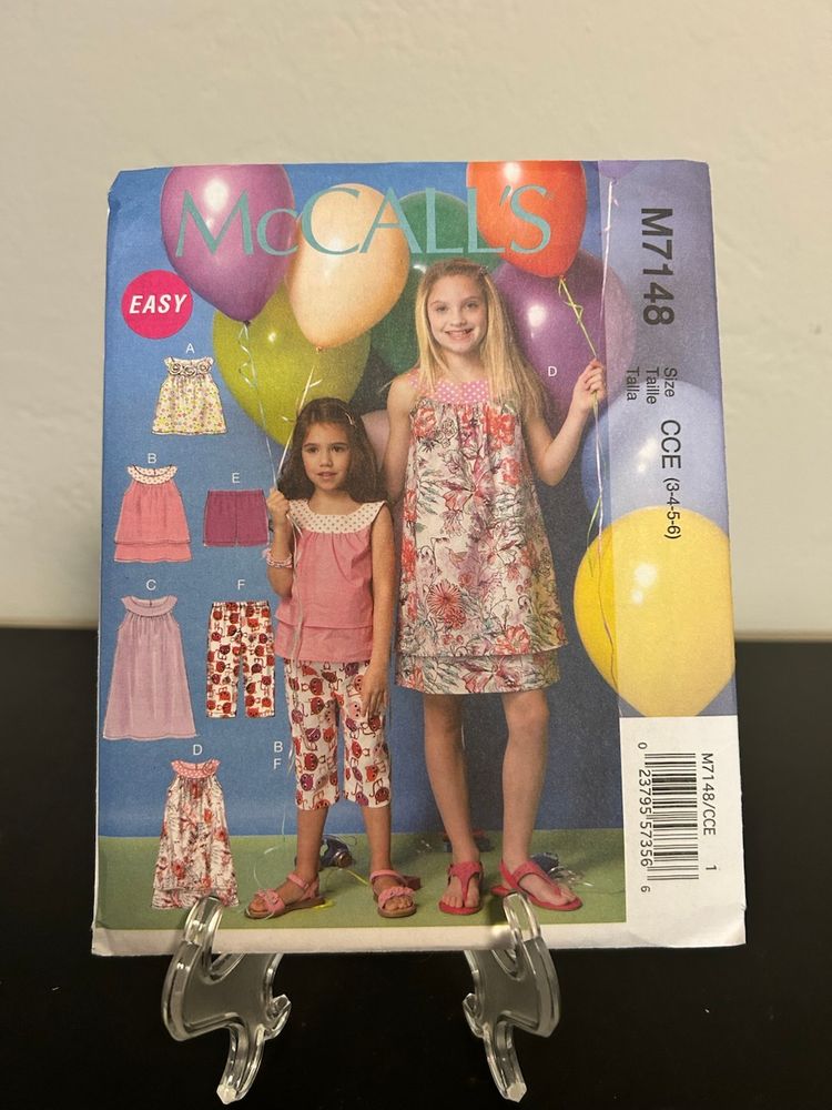 McCall’s Pattern M7148 Children’s Tops Dresses Shorts Capris Uncut FF