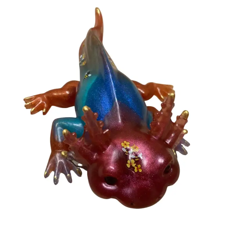 Multicolored Handmade Resin Axolotl Figurine