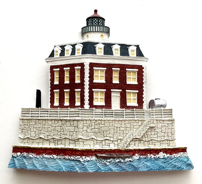 London Ledge Lighthouse Connecticut 3D Composite Wall or Shelf Plaque w/ Tag 7.5x6.5x.5"