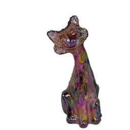 FENTON Happy Winking Alley Cat Iridescent Carnival Glass Pink•Blue•Amethyst•Green 1980s
11”T x 5-1/2” L x 4” W